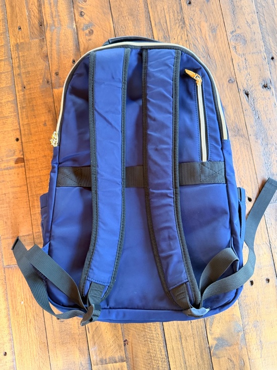 Lovnak Quilted Navy Backpack USB Charging Port Travel School Bag main image 5